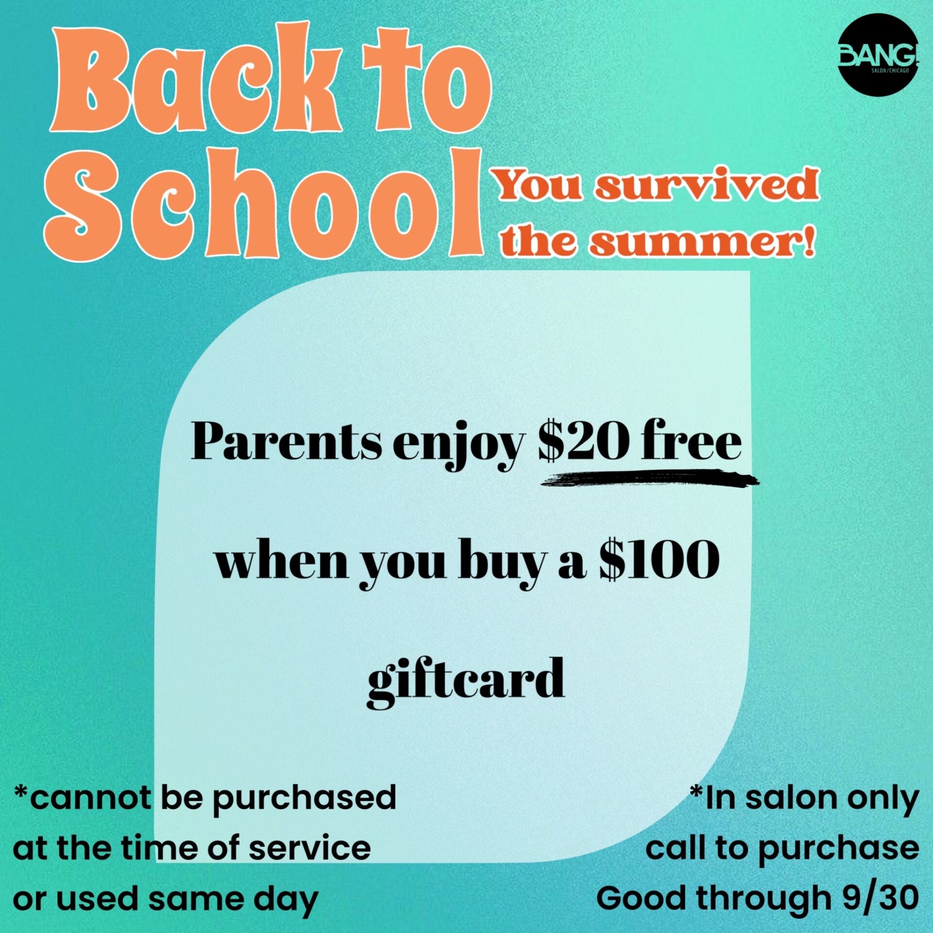 Back to School Promo!!