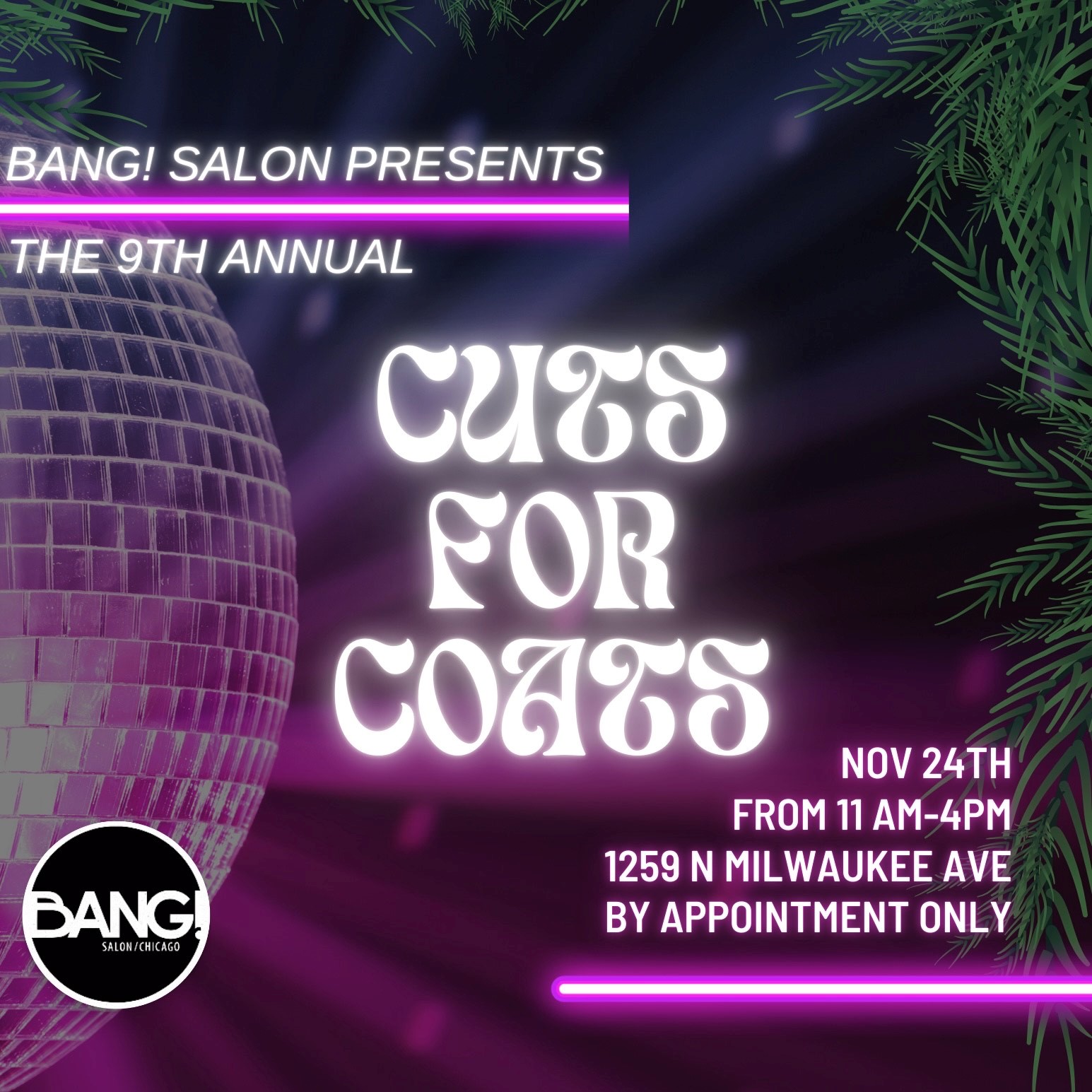 Cuts for Coats Nov. 24, 2024 @Bang Salon!